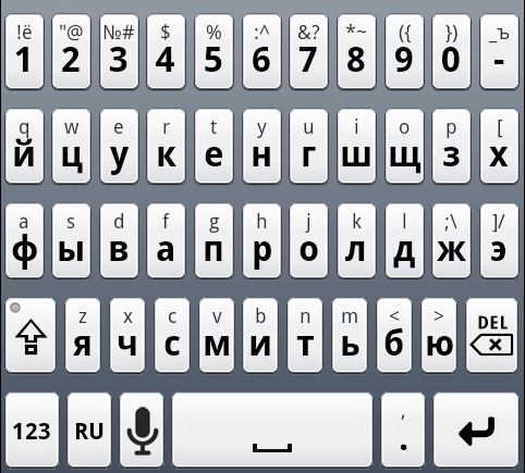 Russian layout with a separate digits row